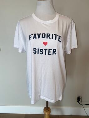 FAVORITE DAUGHTER Favorite Sister Graphic Tee Heart White S/S XL